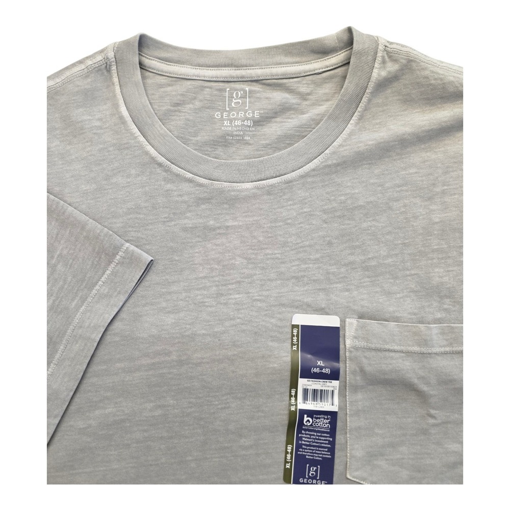 NWT Lot Of 2 George Short Sleeve Fashion Crew Tshirts Mens XL Grey W/ Pocket - Picture 2 of 6